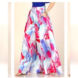 Statement Wide-Leg Pants - Abstract Print